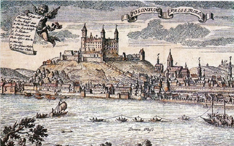 Friedrich B. Werner - Johann Ch.
Leopold: Kolorovaná veduta Bratislavy z roku 1735